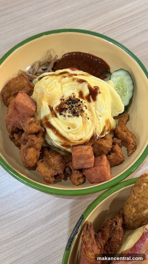 Nasi Lemak with Fried Chicken and Spam