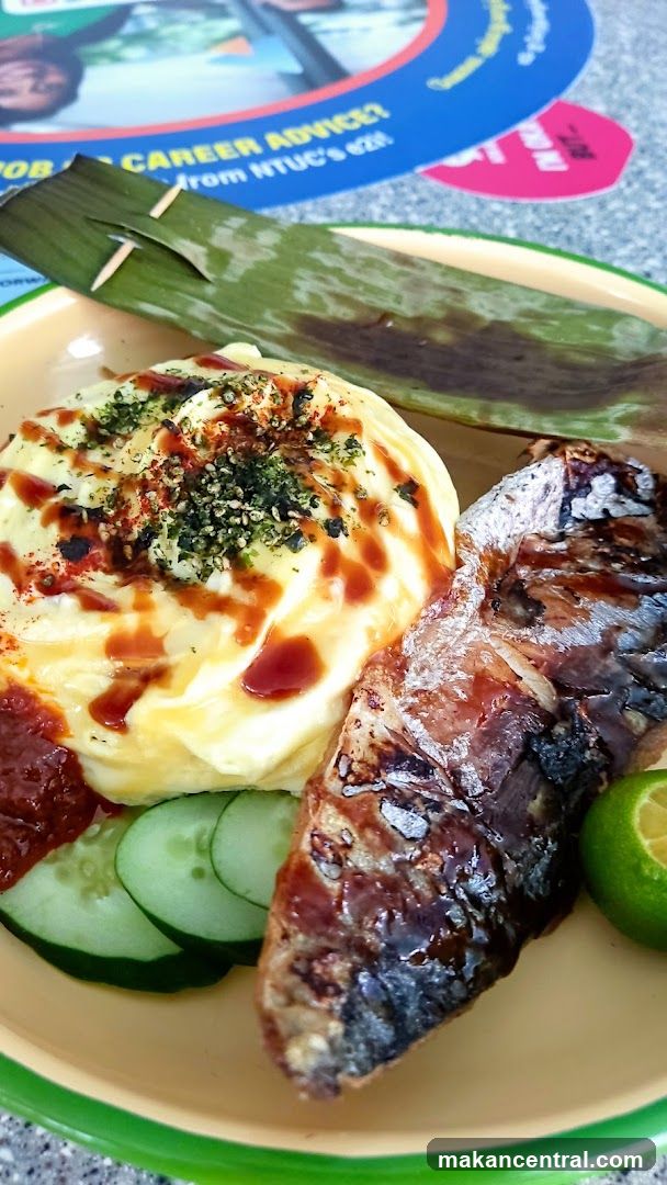 Grilled Fish with Rice and Omelette