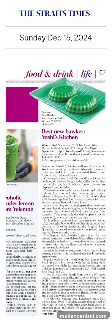 Best new hawker: Yoshi's Kitchen