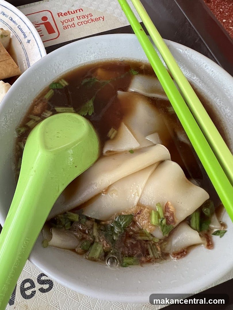 Noodle Soup with Spoon and Chopsticks