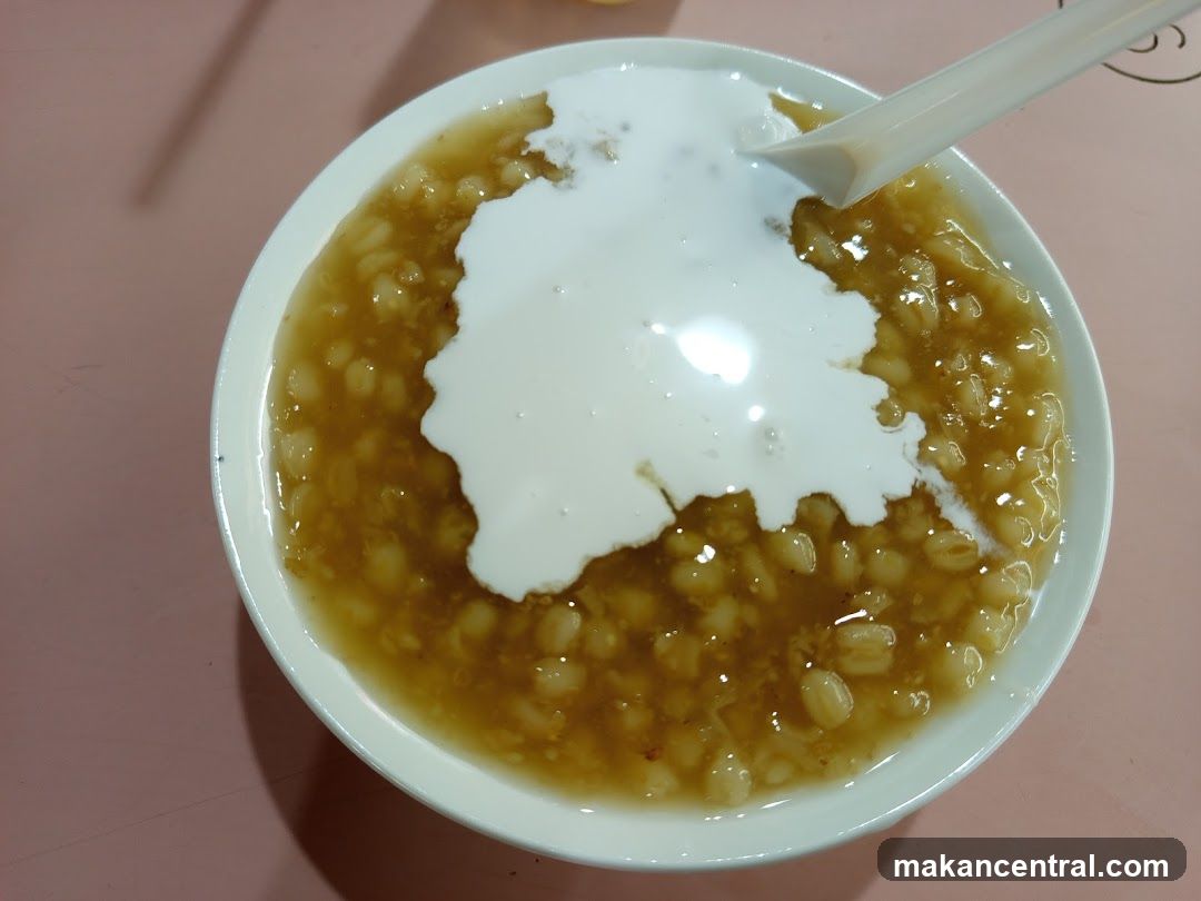 Bowl of dessert with coconut milk