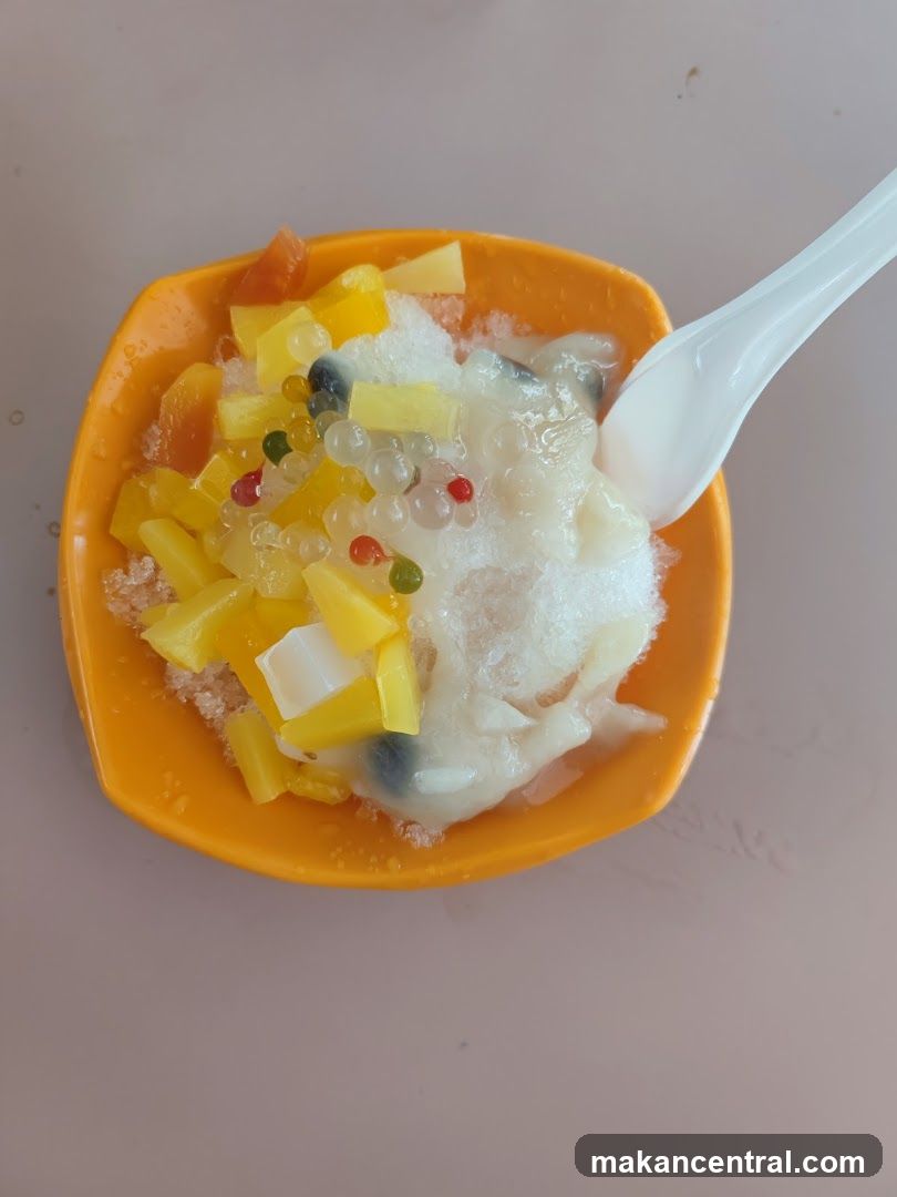 Dessert with fruit and boba