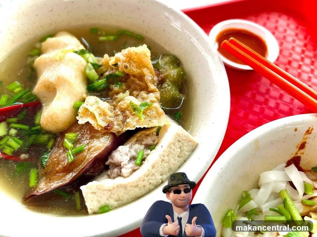 Bowl of Noodles with Tofu and Eggplant