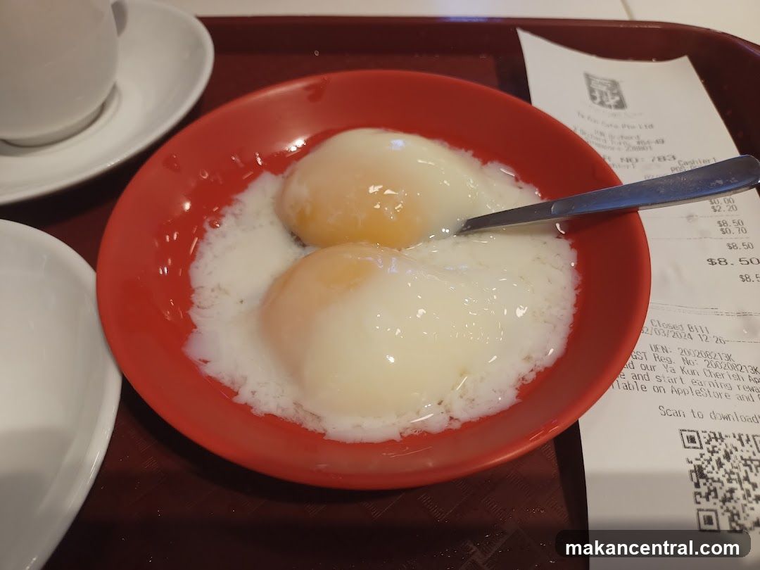 Soft-boiled eggs with a receipt