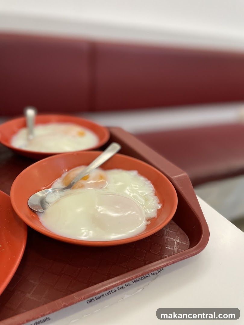 Soft-boiled eggs on a tray
