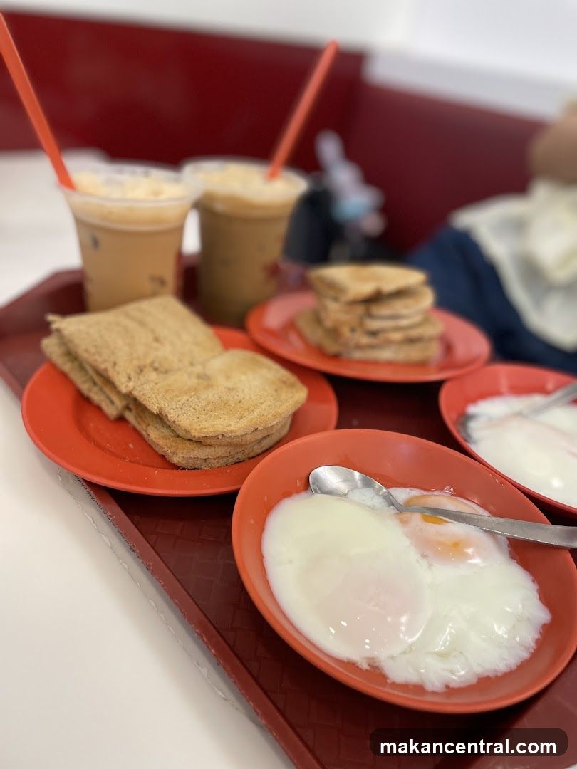 Breakfast Tray with Toast, Eggs, and Coffee