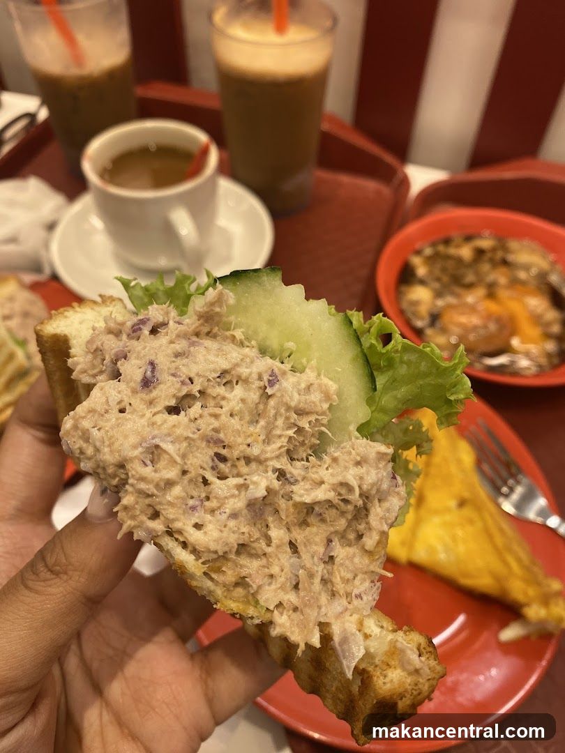 Tuna Sandwich and Drinks