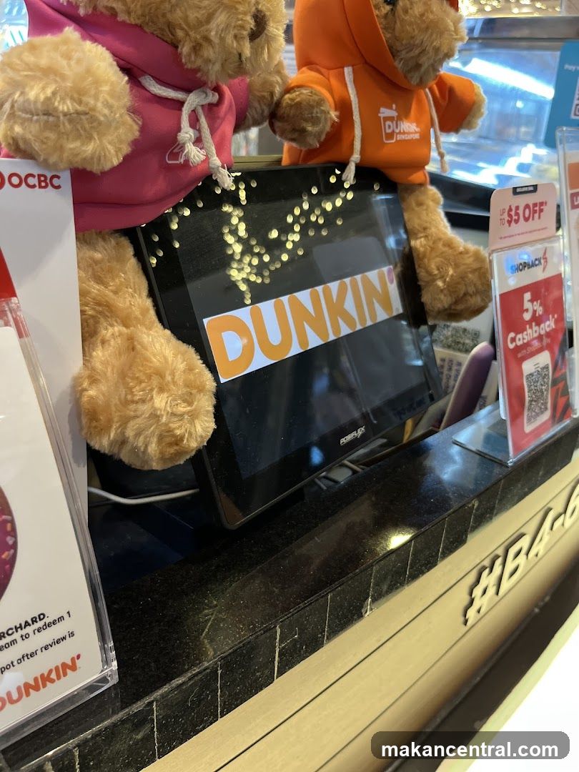 Dunkin' counter with promotional items