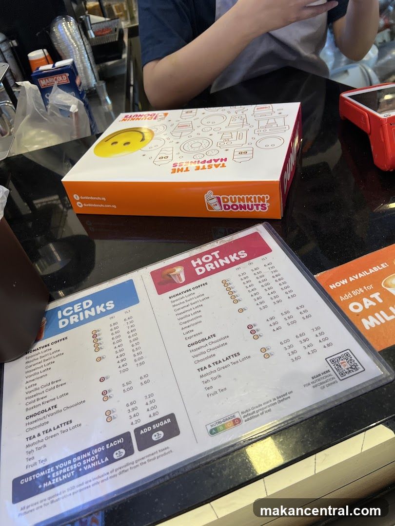 Dunkin' Donuts Box and Menu