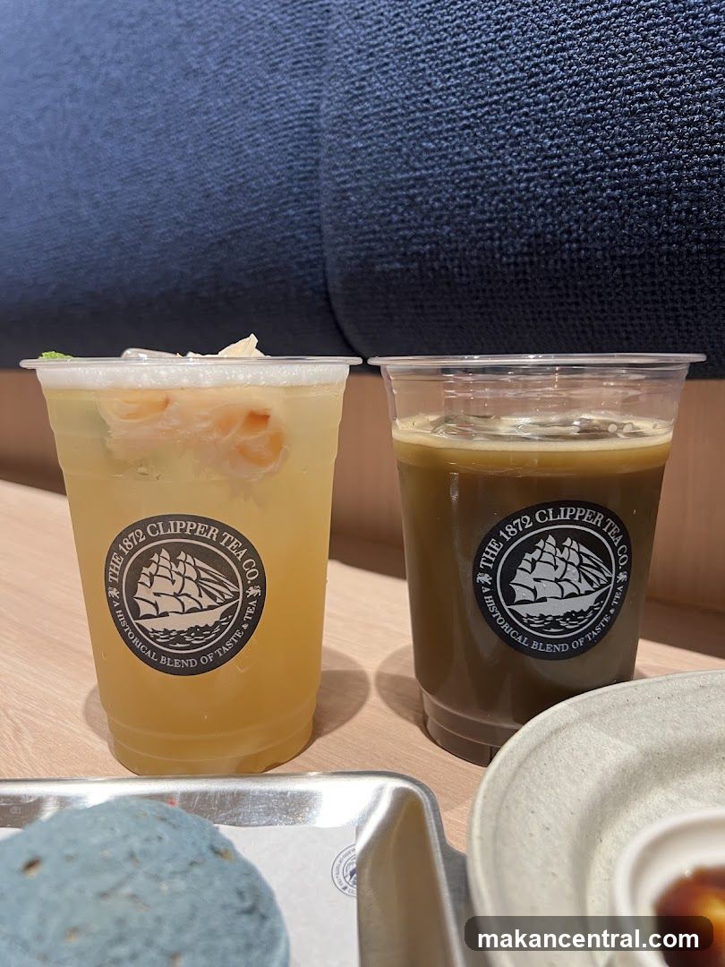 Two drinks with Clipper Tea Co. logo