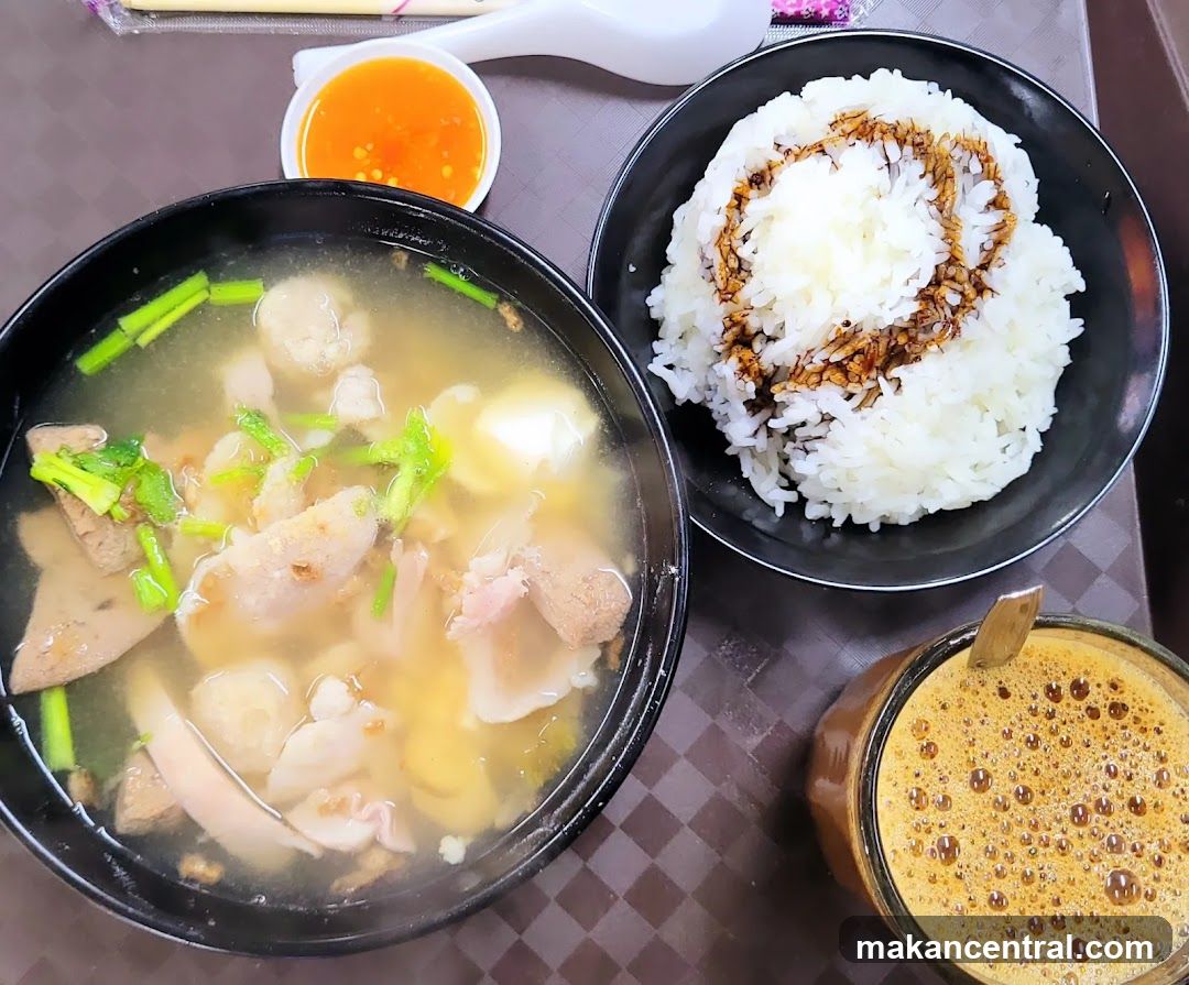 Pork Soup with Rice and Coffee