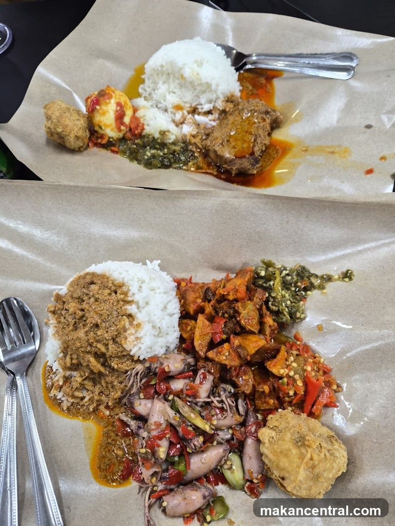 Two plates of Indonesian food