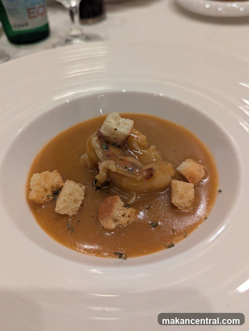 Seafood Bisque with Croutons