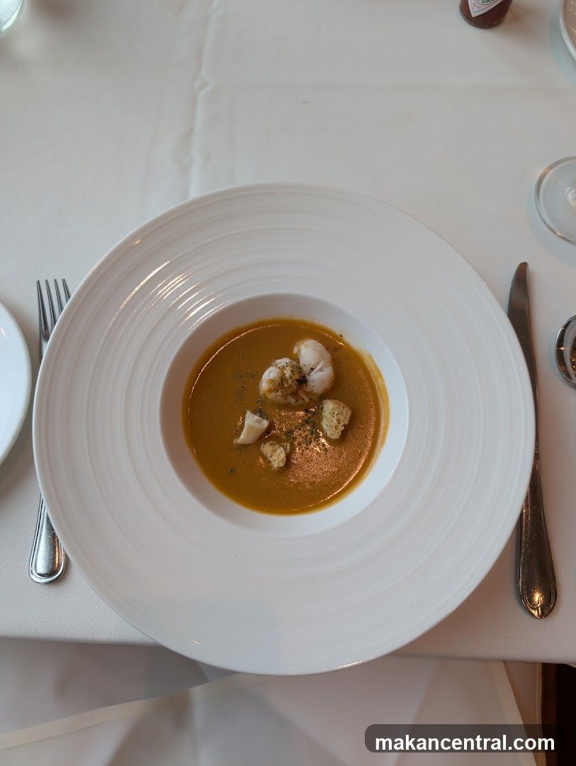 Soup with Shrimp and Croutons
