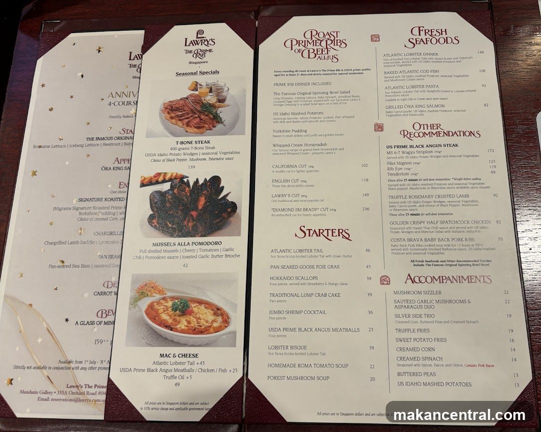 Lawry's The Prime Rib Singapore Seasonal Specials