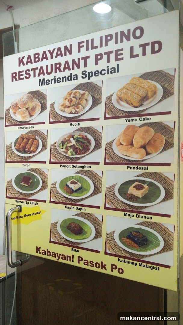 Kabayan Filipino Restaurant Merienda Special Menu