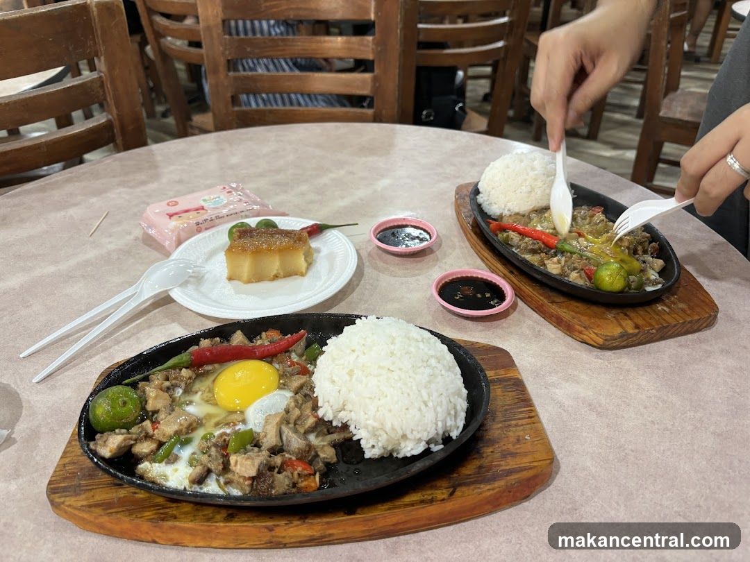 Sizzling Plates with Rice and Dessert