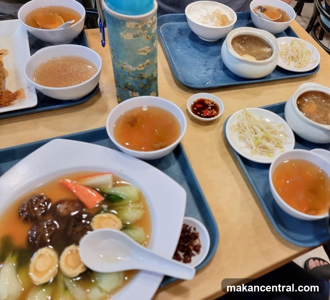 Table with multiple dishes of food