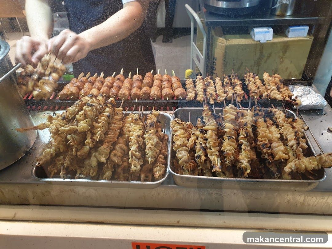 Skewers being grilled