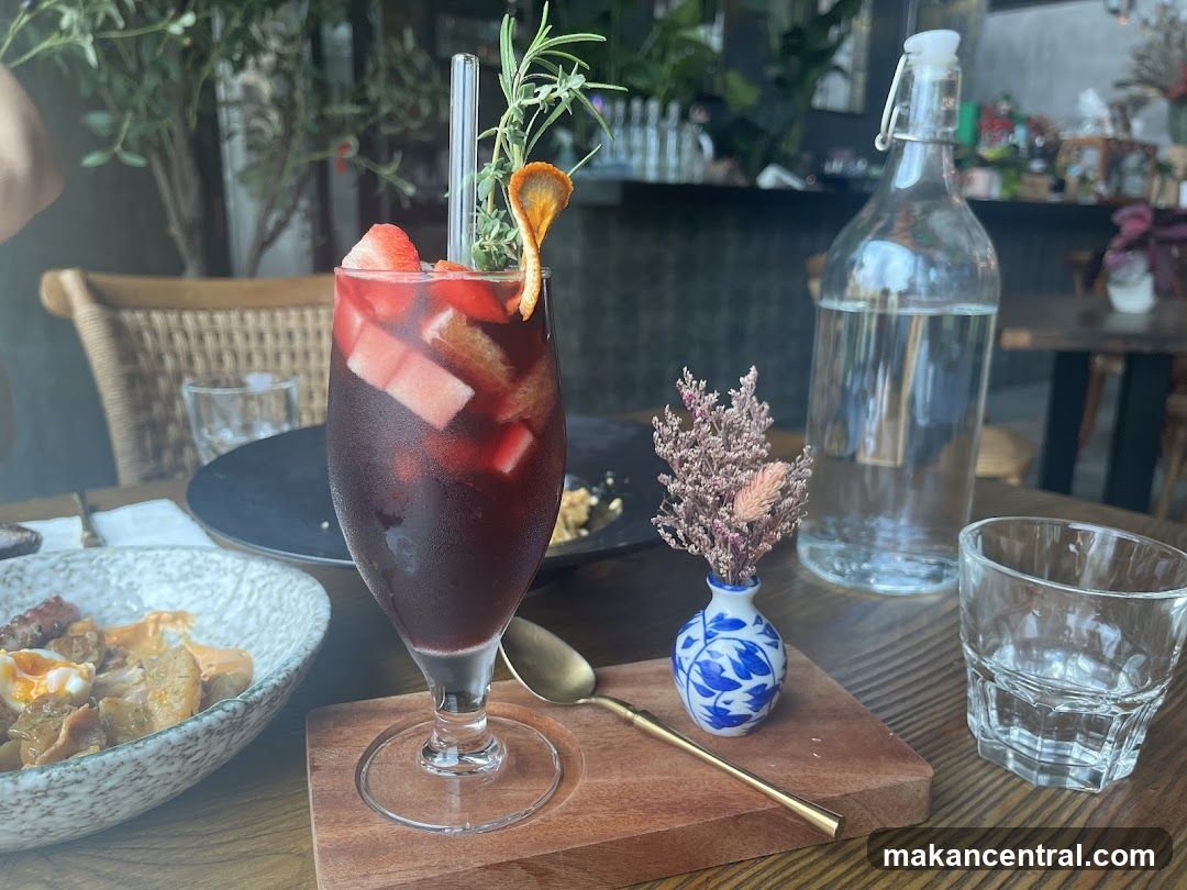 Sangria with Fruit and Water Bottle