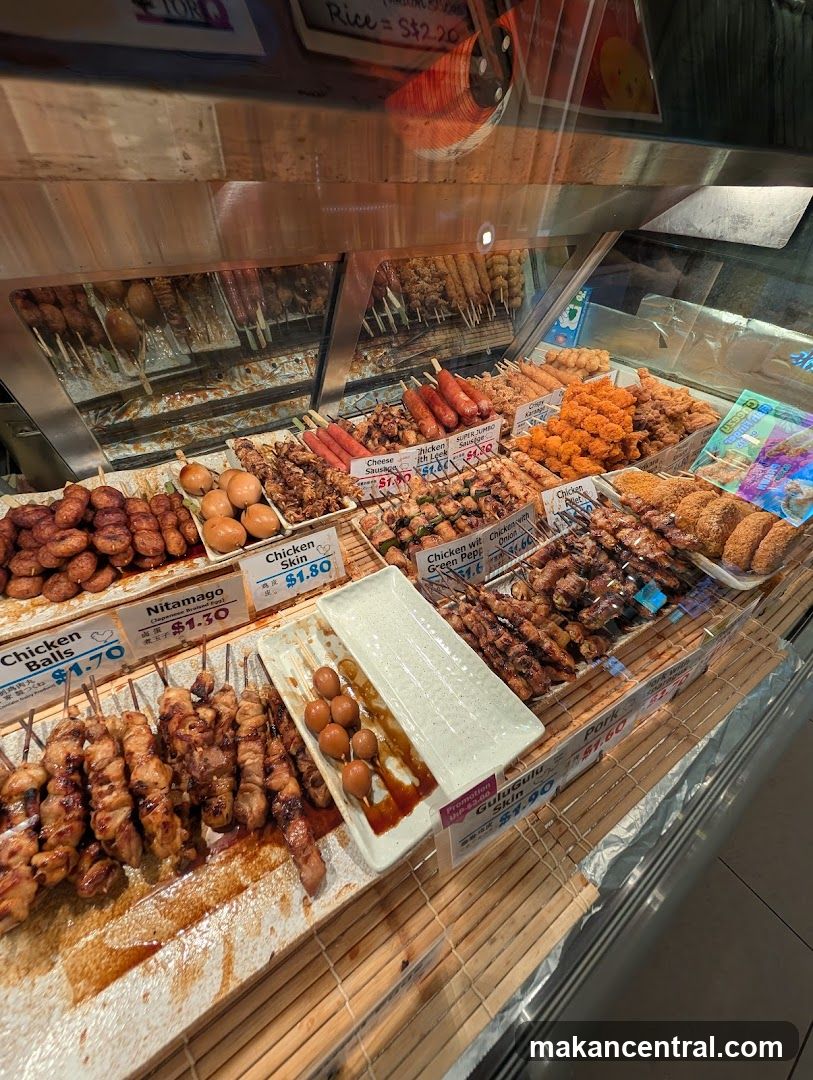 Assortment of Skewers in a Display Case
