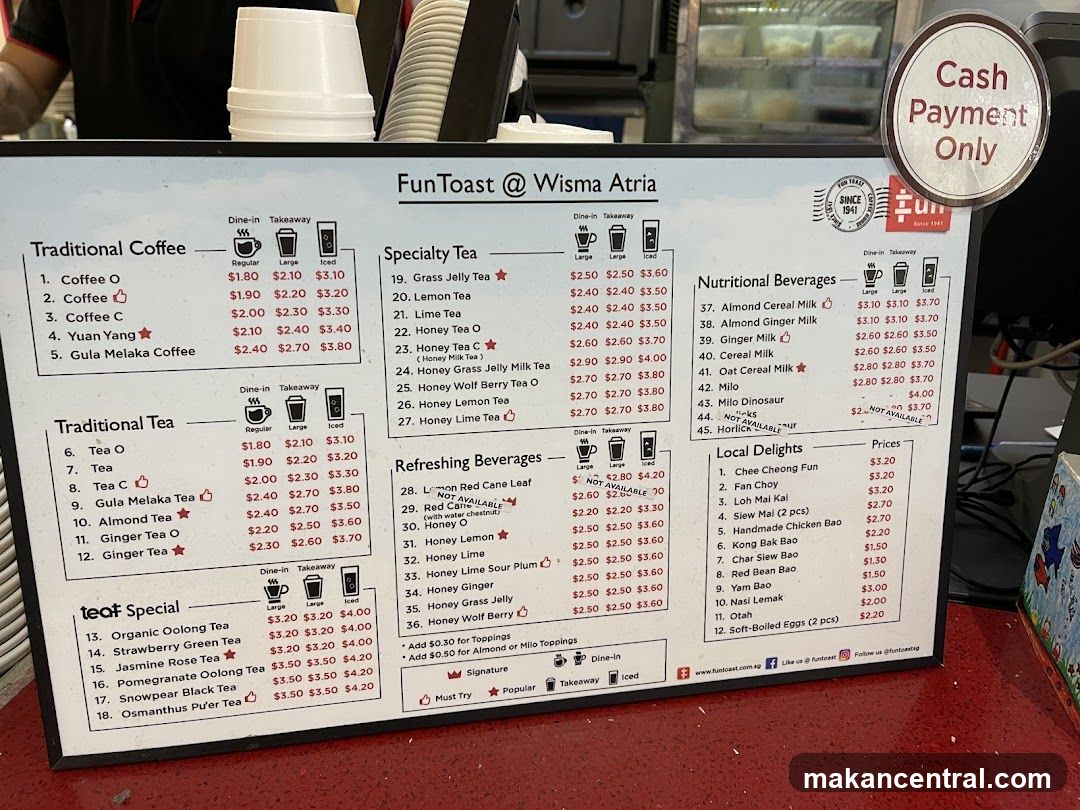 FunToast @ Wisma Atria Menu