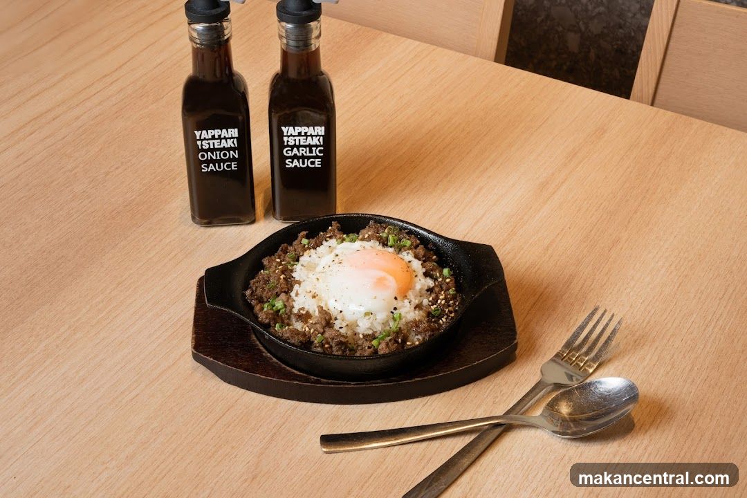 Steak and Rice with Sauces