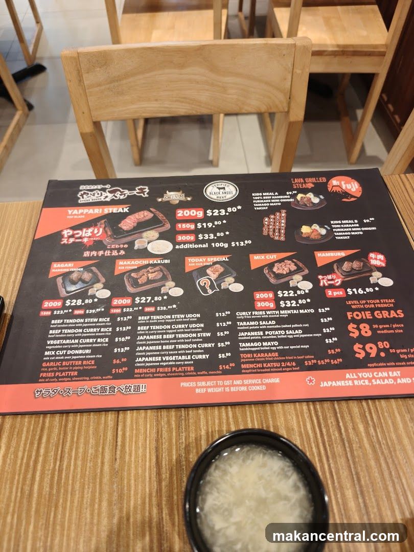 YAPPARI STEAK Menu