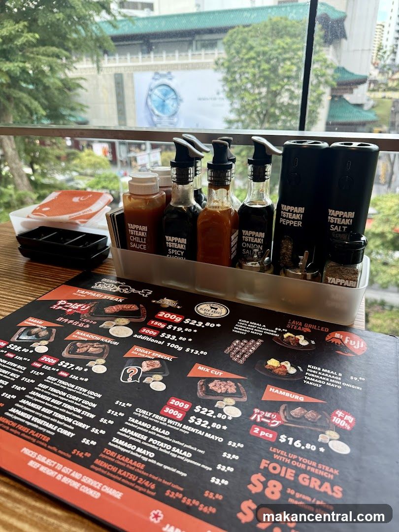 Yappari Steak Menu