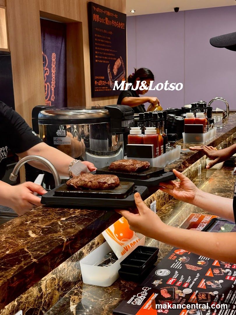 Steak being served