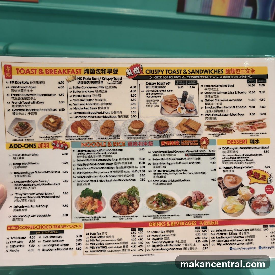 TOAST & BREAKFAST, NOODLE & RICE, DESSERT, DRINKS & BEVERAGES