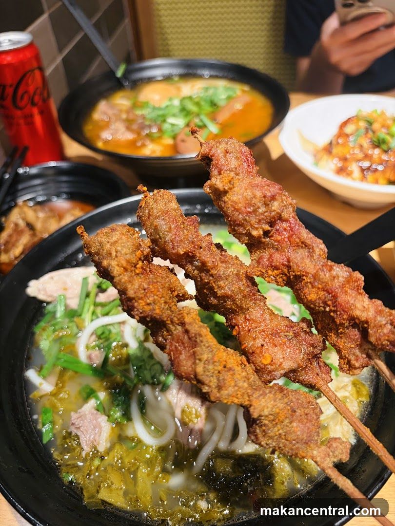 Spicy Lamb Skewers with Noodle Soup