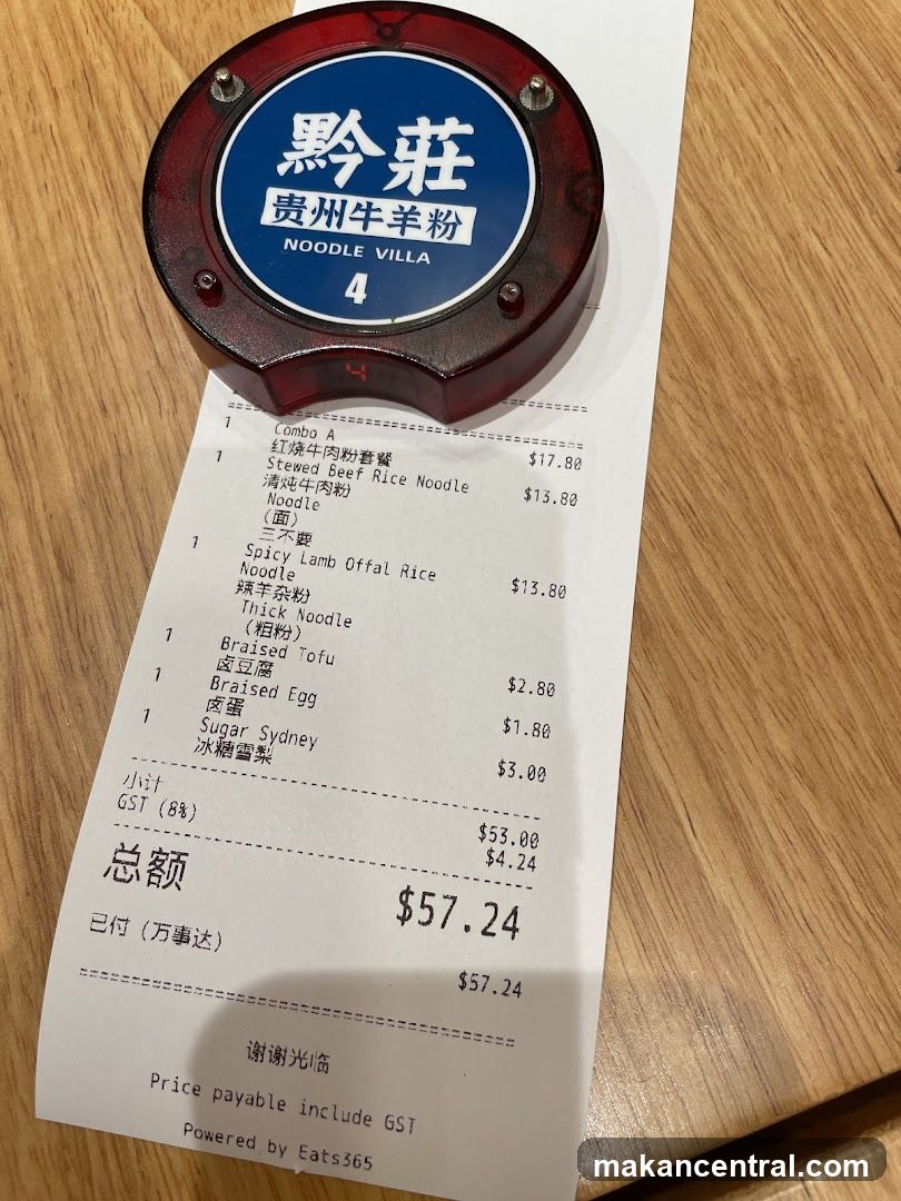 Receipt from Noodle Villa