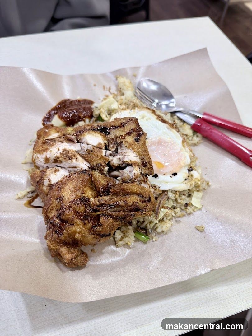 Fried Chicken Rice with Fried Egg