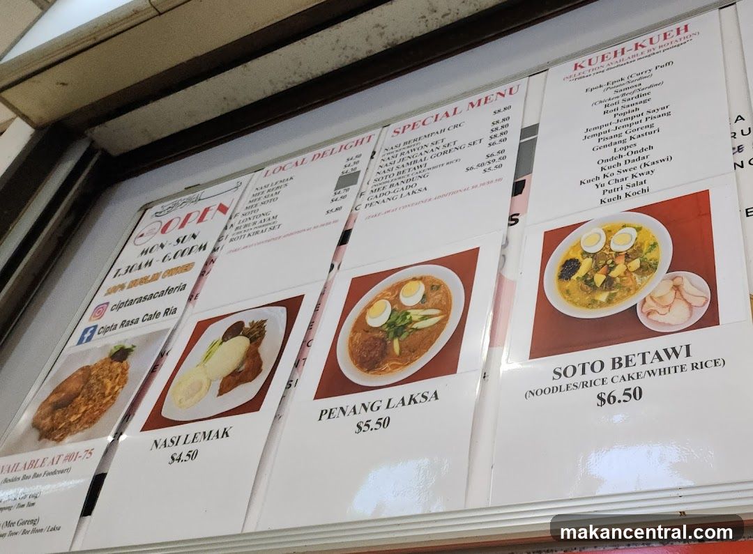 Cipta Rasa Cafe Ria Menu
