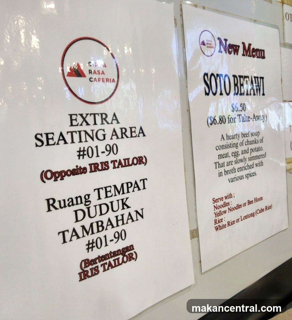 Rasa Cafeteria Menu and Seating Information