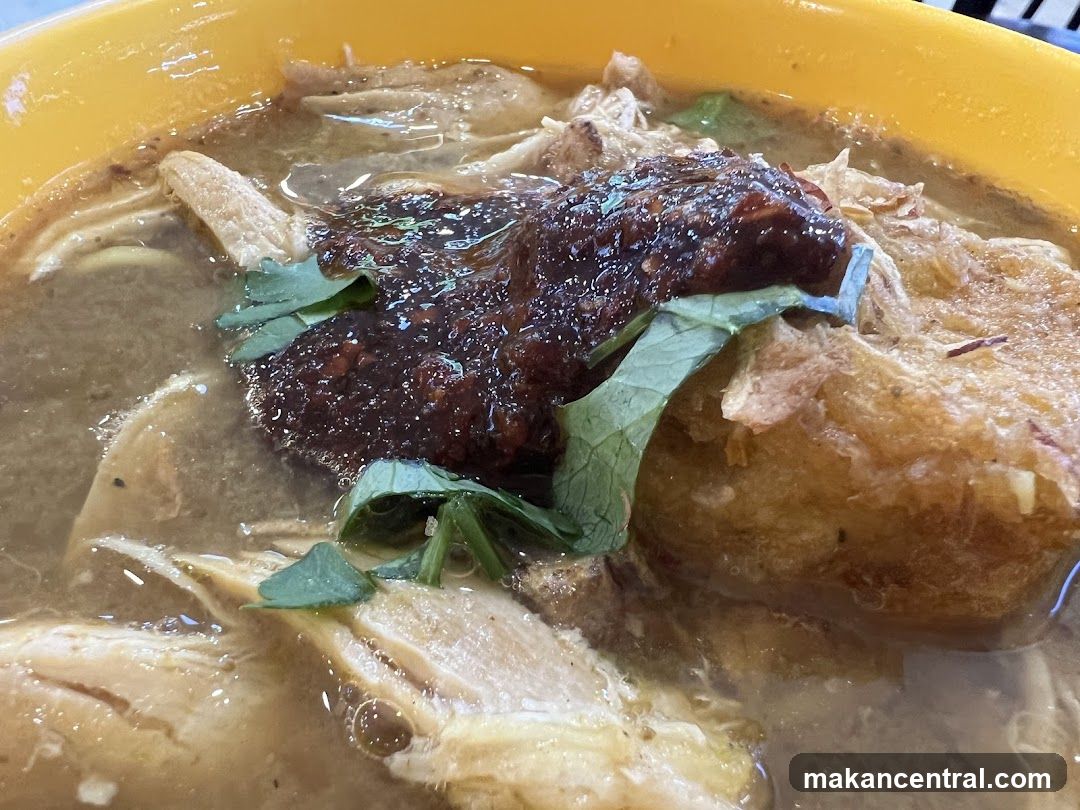 Chicken noodle soup with chili paste