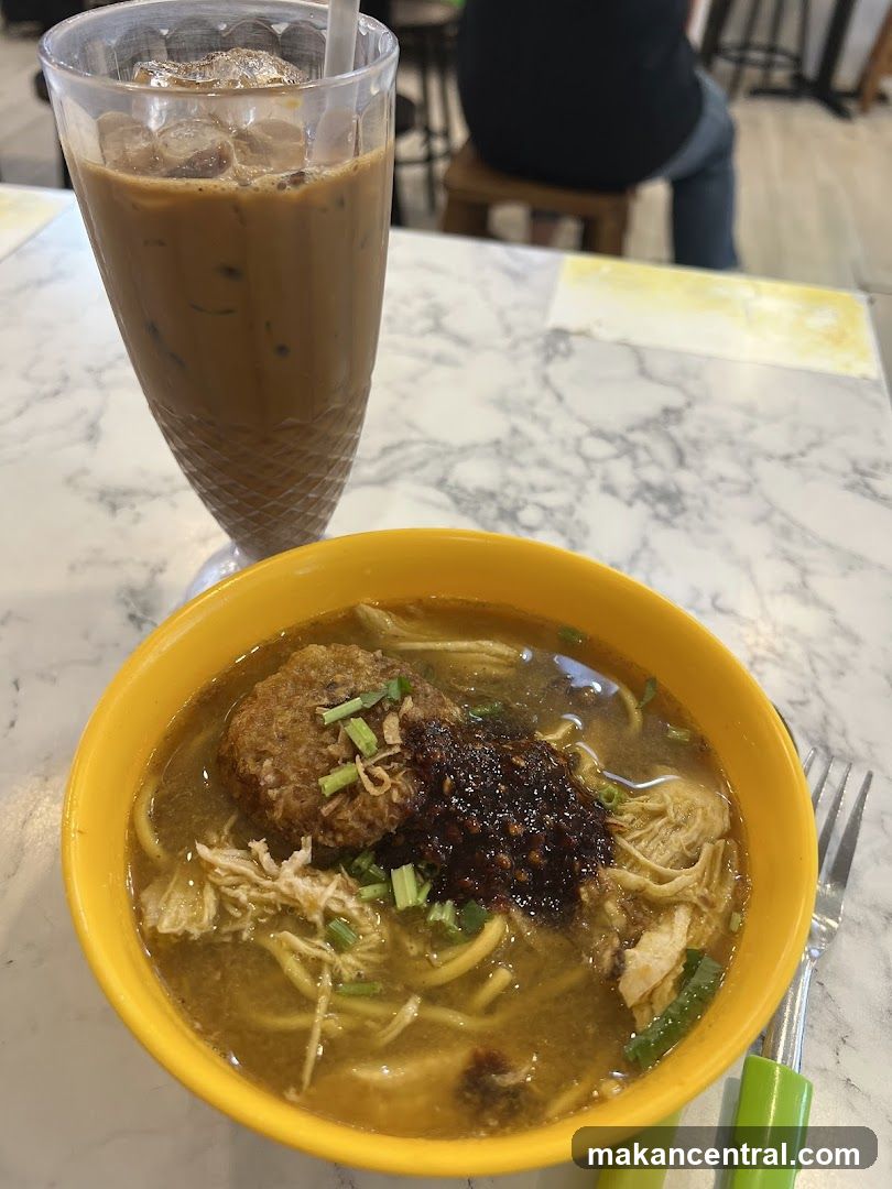 Noodle Soup and Iced Coffee
