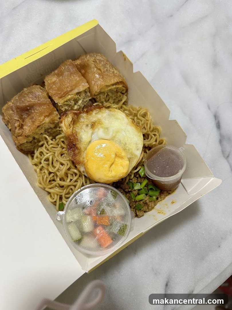 Noodles with Fried Egg and Sides