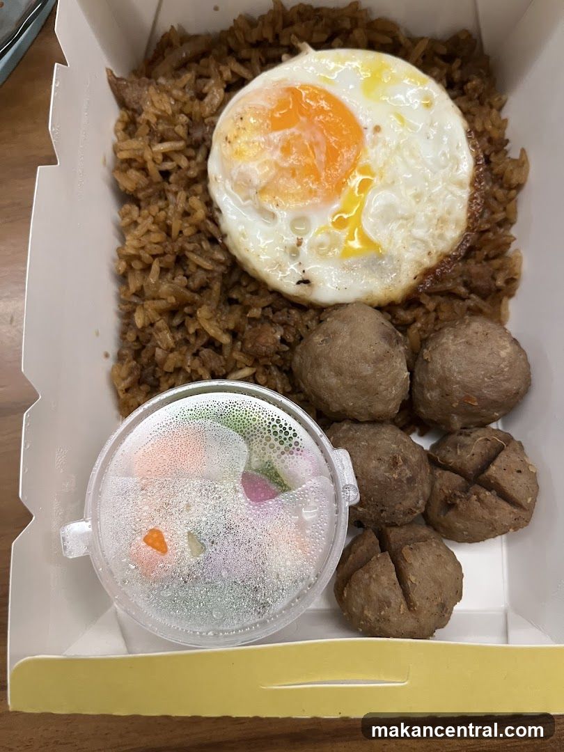 Fried Rice with Egg and Meatballs