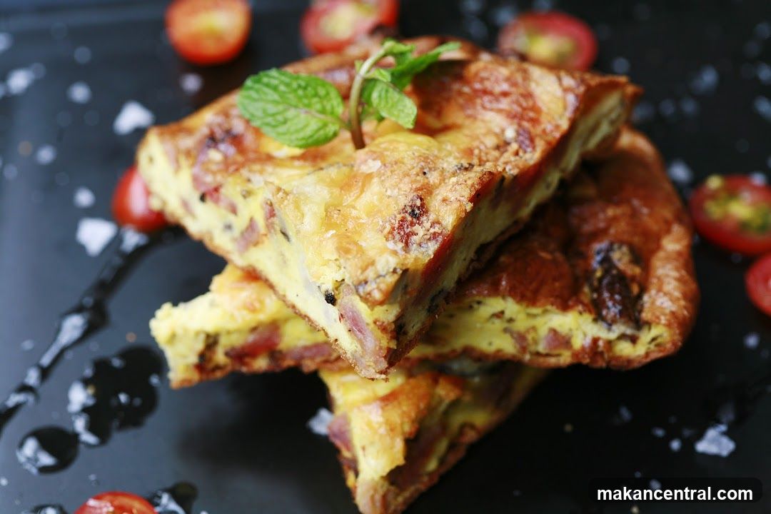 Slices of Frittata with Cherry Tomatoes