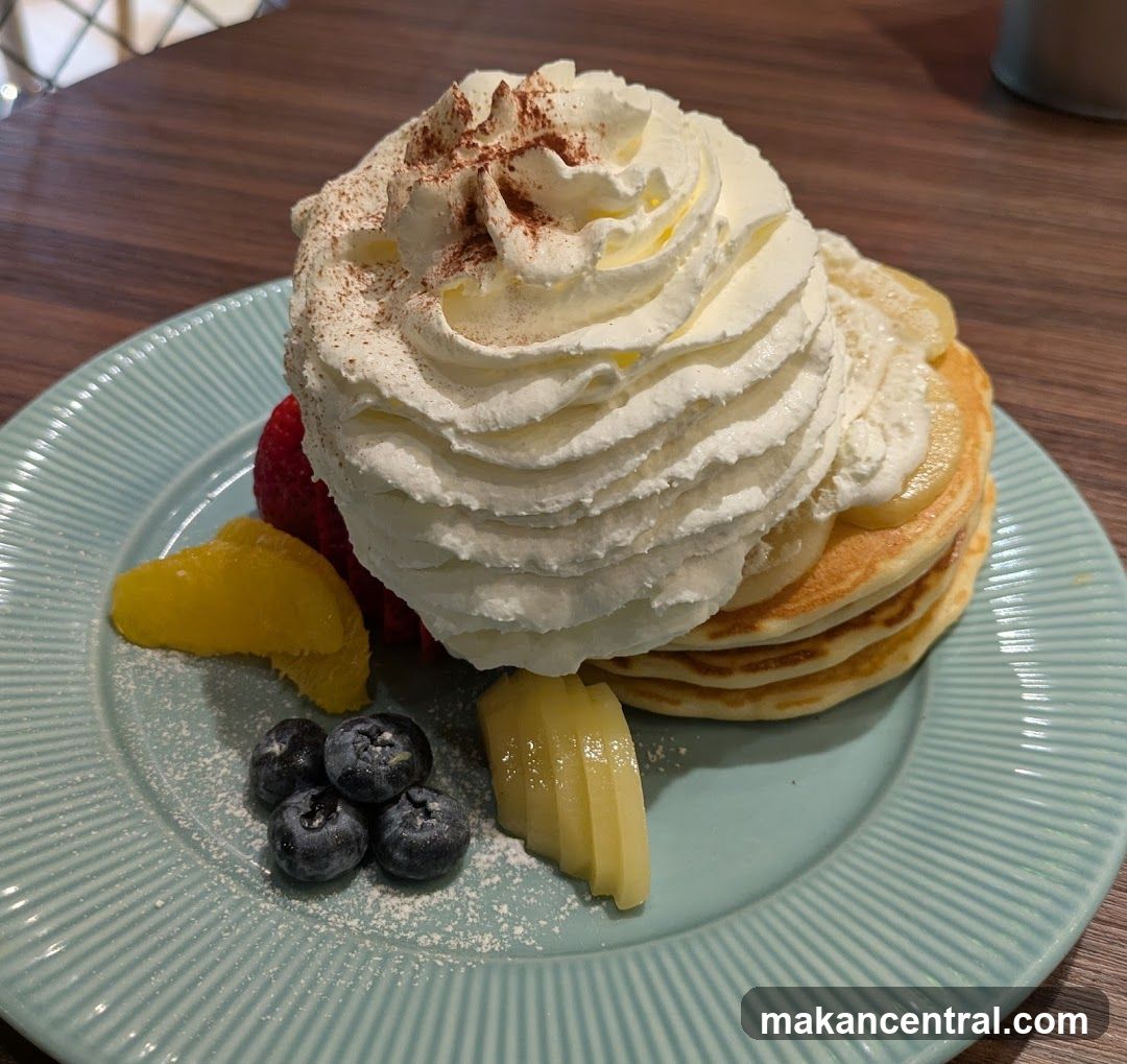 Pancakes with Whipped Cream and Fruit