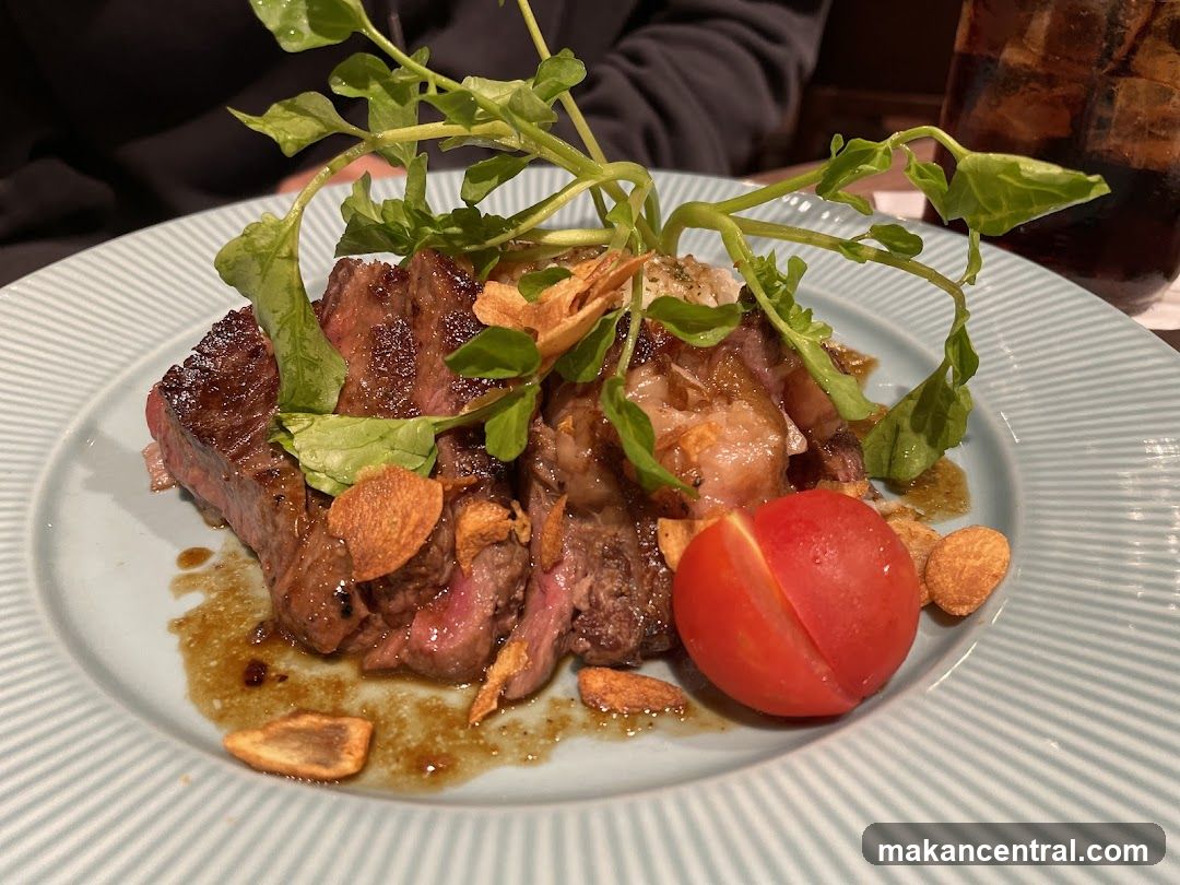 Steak with garnish