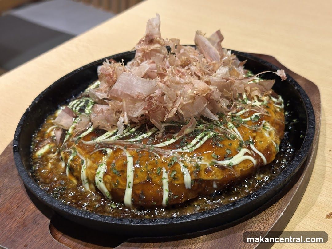 Okonomiyaki on a Sizzling Plate