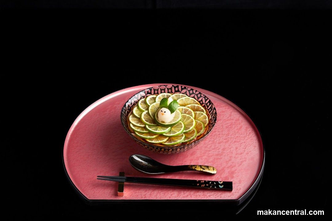 Noodle Dish with Lime Garnish