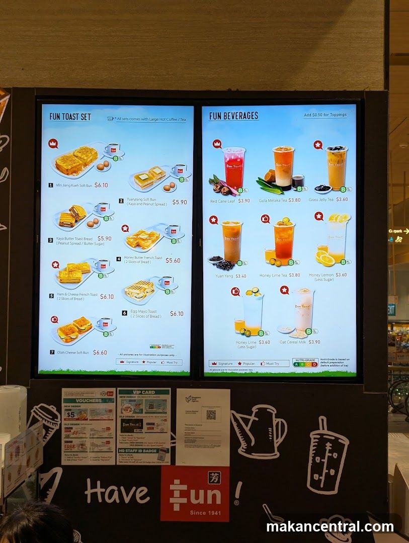 Fun Toast Set and Fun Beverages Menu