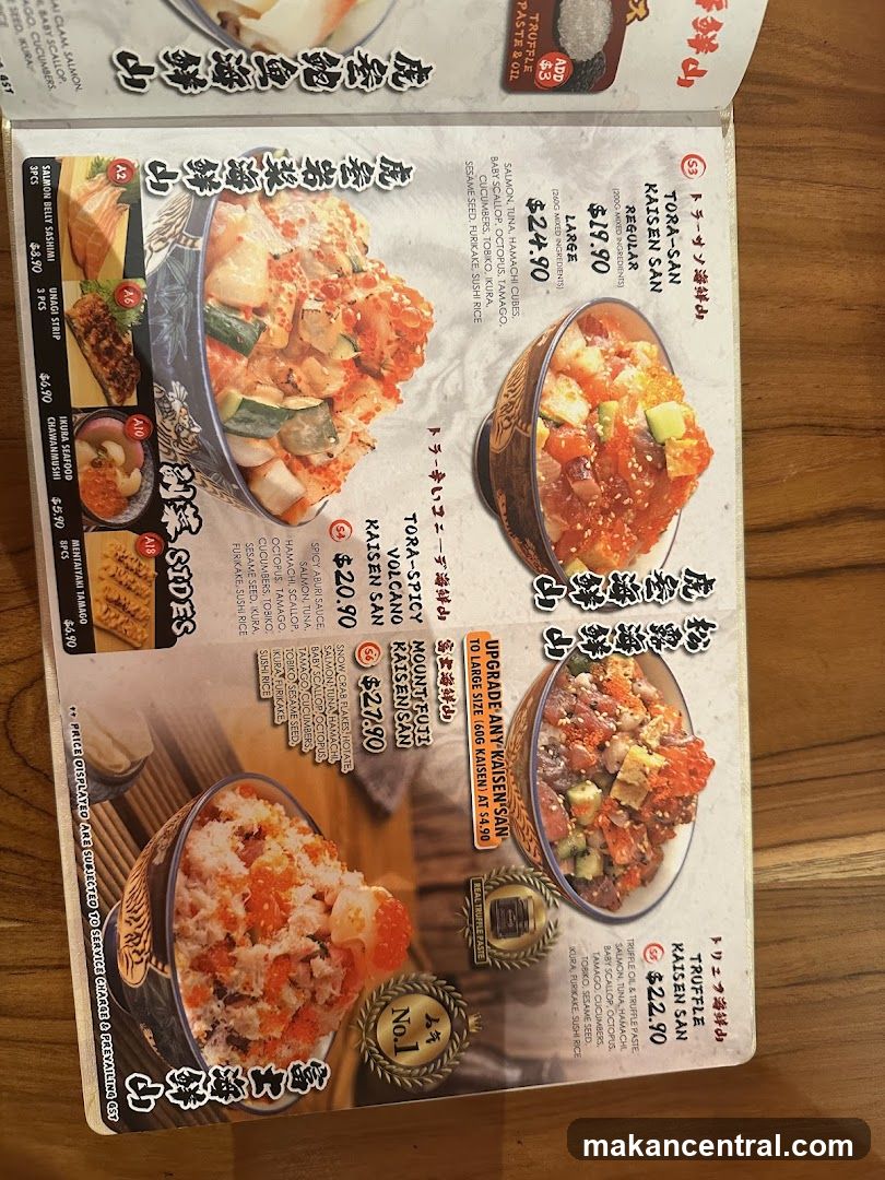 Tora-San Kaisen San Menu