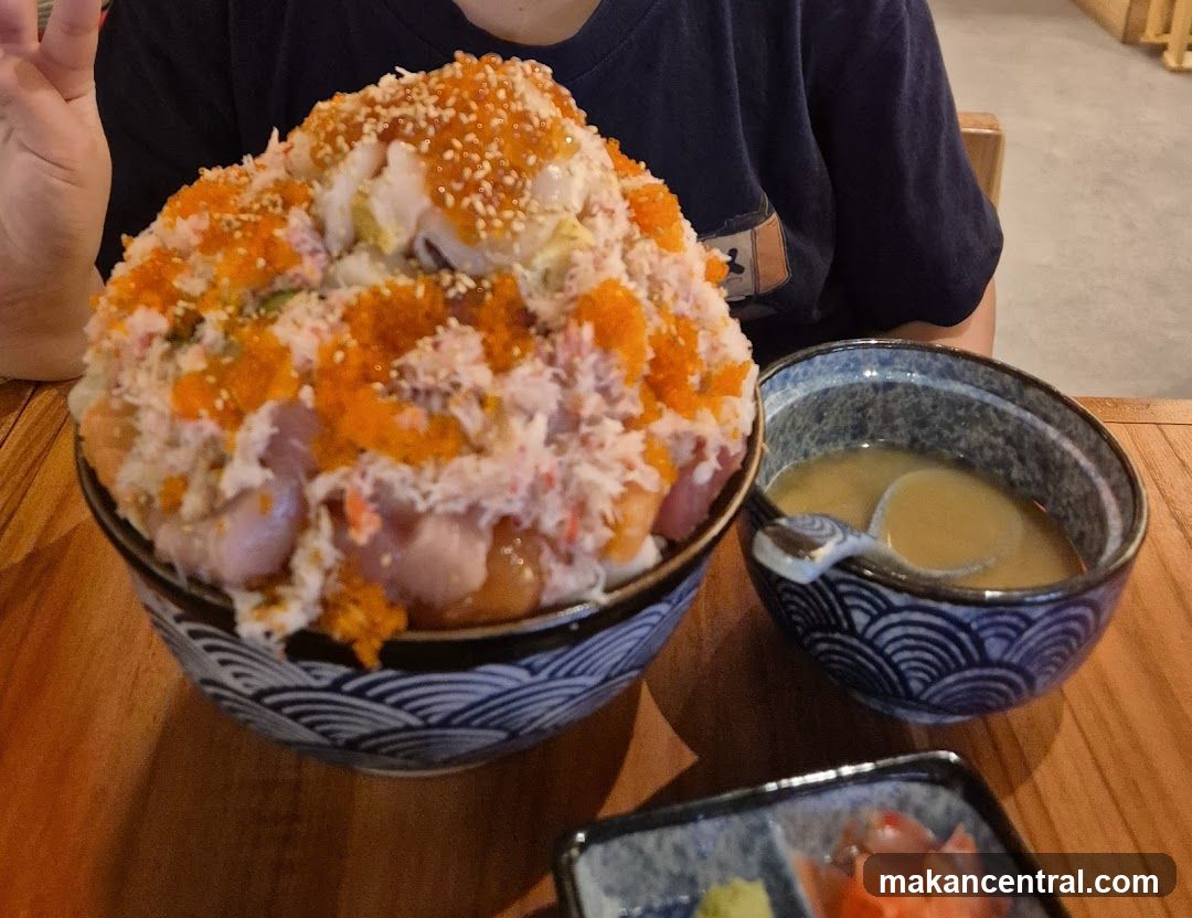 Seafood Donburi with Miso Soup