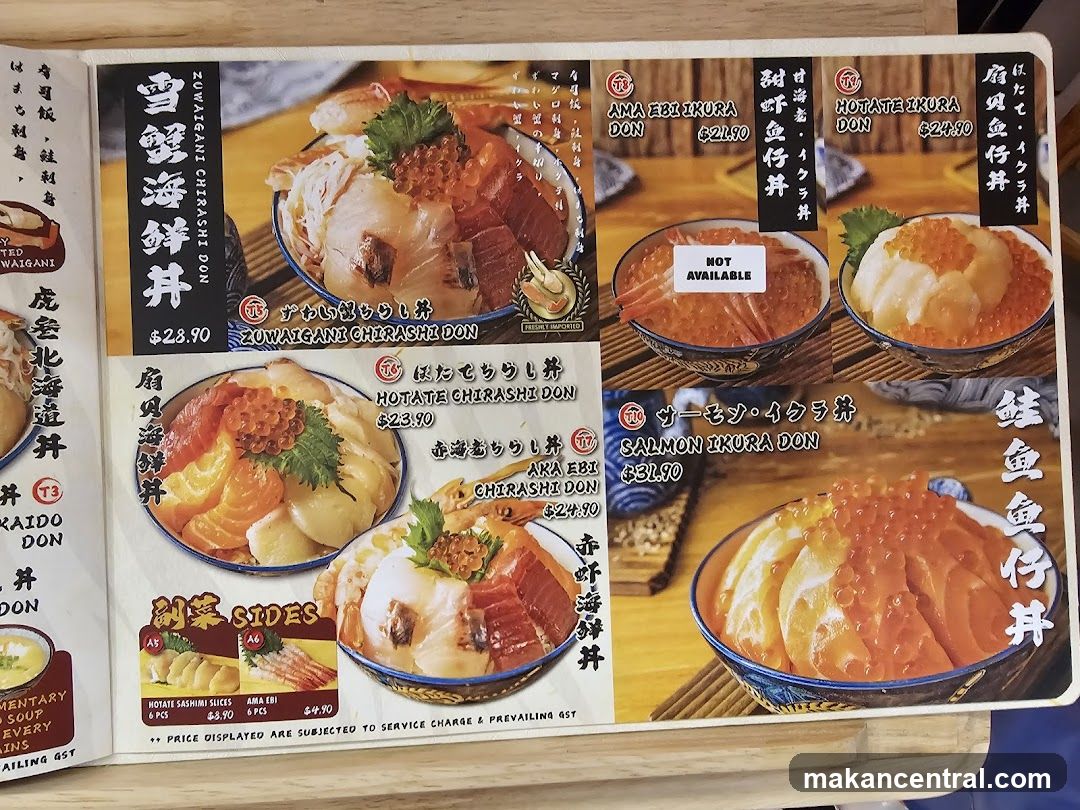 Seafood Donburi Menu