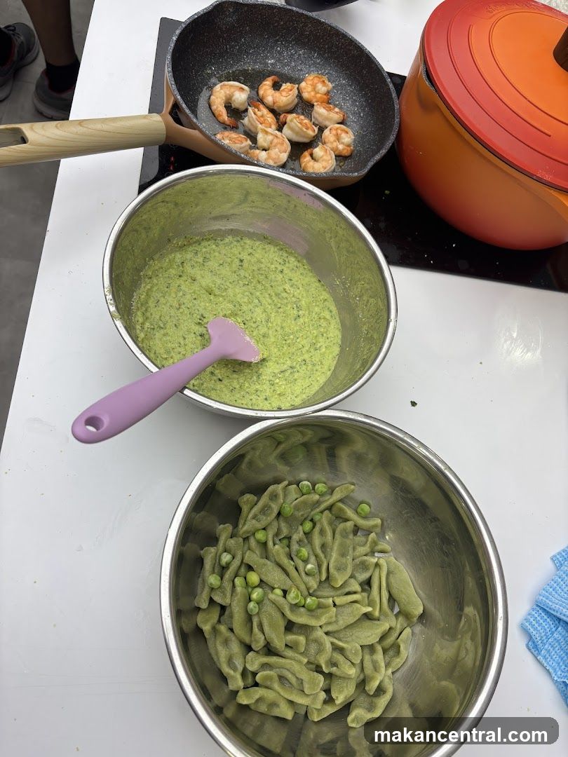 Shrimp and Pasta Preparation